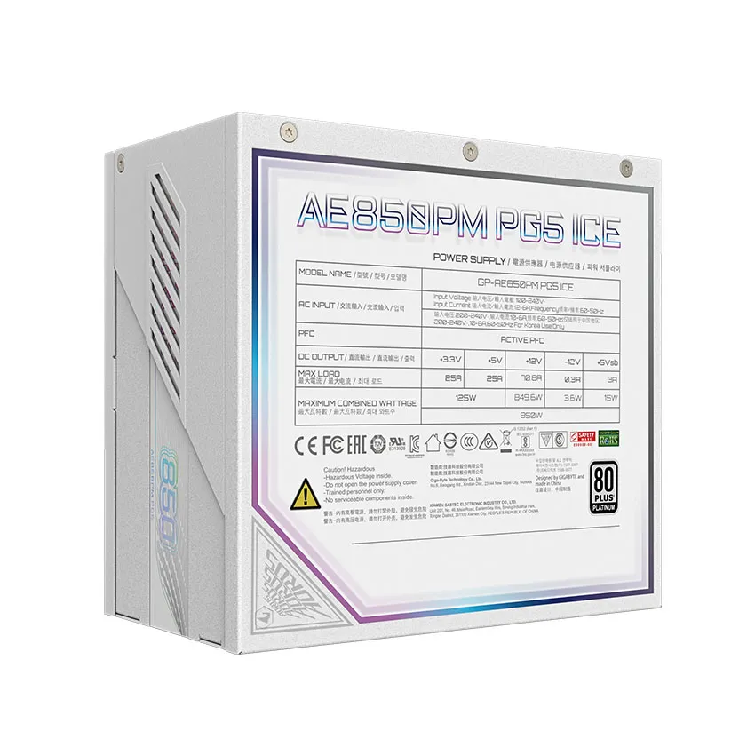 Nguồn GIGABYTE AORUS GP-AE850PM PG5 ICE 850W (80 plus Platinum/Màu Trắng)